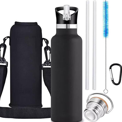 Double walled insulated narrow mouth stainless steel water bottle