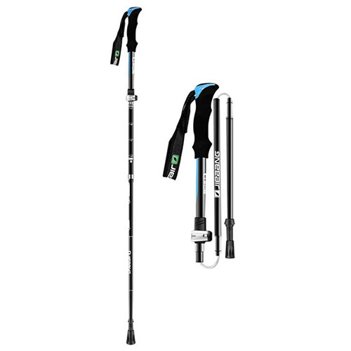 Lightweight aluminum telescopic shock-absorbing hiking pole